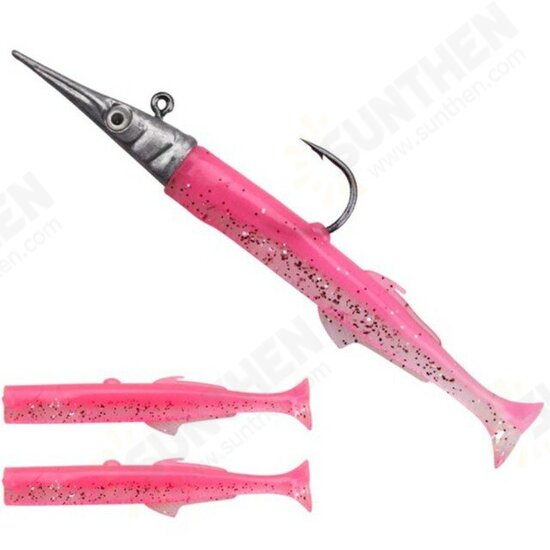 11cm 40g Fishing Lure Lead Jig Head Soft Lure T-Tail Swimbait Artificial Bait with 2 Pcs T-Tail