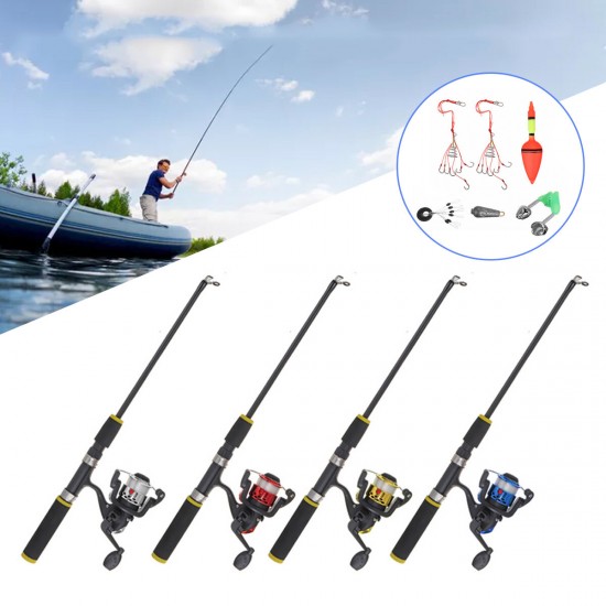 1.2m Fiberglass Telescopic Fishing Rod Set Lightweight Portable Anti-corrosion Anti-scratch Strong Hardness Fishing Rods Fishing Reel