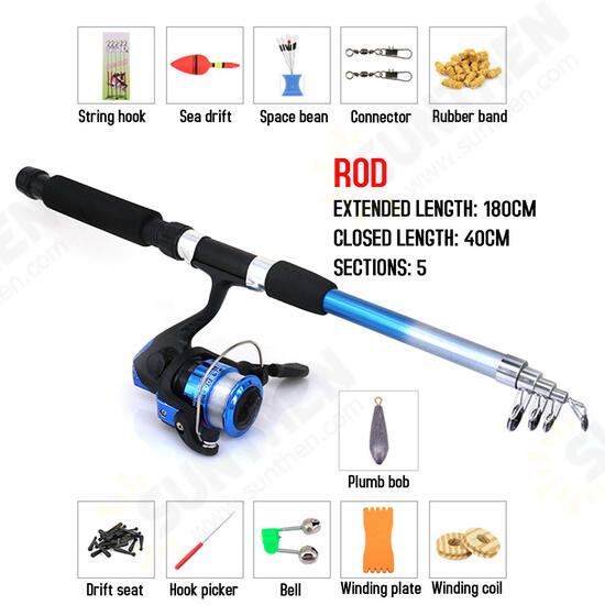 13pcs/set 5.2:1 BB Fishing Rod Reel Combo