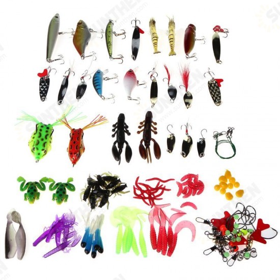 141pcs/set Fishing Lure Kit Hooks Crankbait Plastic Worms Jigs Artificial Baits With Box