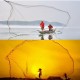 14ft 4.2m Upgrade Hand Cast Fishing Net Colorful Bait Strong Nylon Line Full Spread