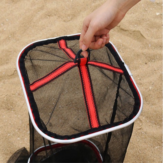 1.5M 31*27CM Fish Cage Foldable Glued Square Net Cage Outdoor Portable Fishing Net Cage Fish Bag Quick-drying Fishermen's Equipment