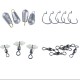 177pcs Fishing Accessories Kits Hooks Swivels Sinker Stoppers Sequins With Fishing Box