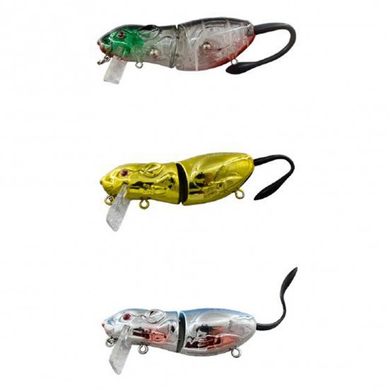 1PC 16CM 45g 3D Eyes Mice Rat Shape Lure Artificial Fishing Bait With 2 Hooks Fishing Tackle