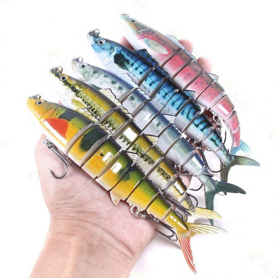1PCS 17.8CM 38G 8-Section Fishing Lures ABS Lead Fish Jig Simulation With Fish 2 Hooks
