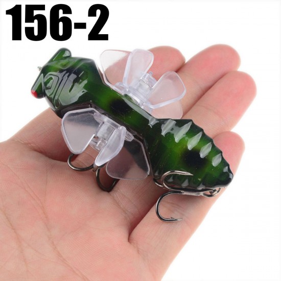 1PSC 7.5cm Artificial Bait Fishing Lure Insect Rotating Wings Swimbait Fishing Hook