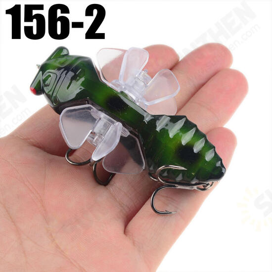 1PSC 7.5cm Artificial Bait Fishing Lure Insect Rotating Wings Swimbait Fishing Hook