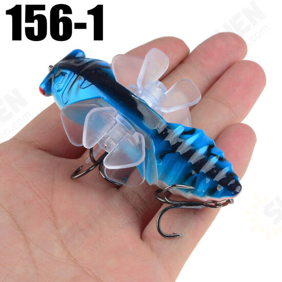 1PSC 7.5cm Artificial Bait Fishing Lure Insect Rotating Wings Swimbait Fishing Hook