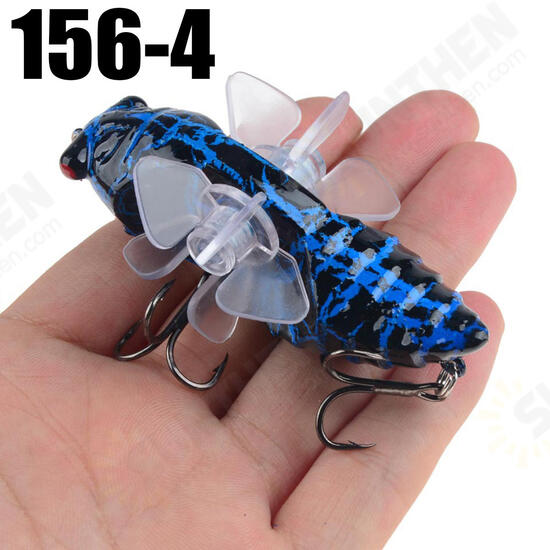 1PSC 7.5cm Artificial Bait Fishing Lure Insect Rotating Wings Swimbait Fishing Hook