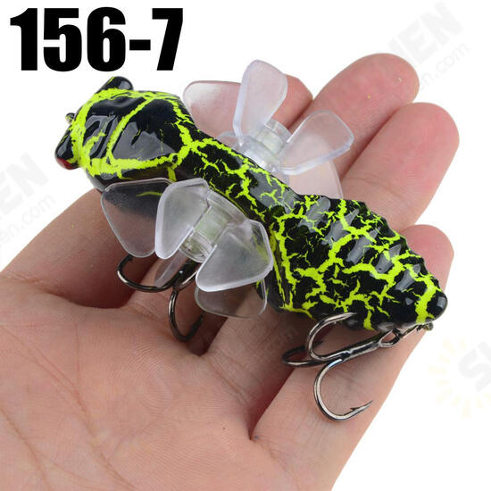 1PSC 7.5cm Artificial Bait Fishing Lure Insect Rotating Wings Swimbait Fishing Hook