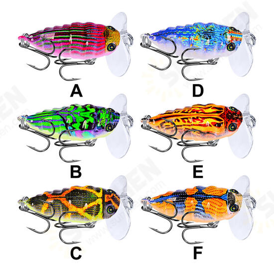 1Pcs 4cm/4g Popper Artificial Insect Sytle Topwater Fishing Lure 8# Treble Hook