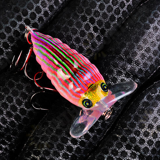 1Pcs 4cm/4g Popper Artificial Insect Sytle Topwater Fishing Lure 8# Treble Hook