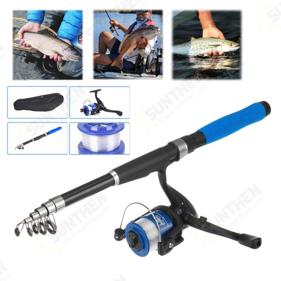 2.1m Fishing Rod Reel Combo Kits Spinning Pole Set Lure Bag Fishing Tackle