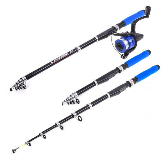 2.1m Fishing Rod Reel Combo Kits Spinning Pole Set Lure Bag Fishing Tackle