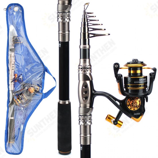 2.7m/3.3m 3000 Reel Carbon Telescopic Fishing Rod Reel Combo Sea Fishing Suit