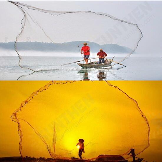 3.6m 12FT Colorful Throw Hand Cast Fishing Net Spin Network Bait Fish Net+Sinker