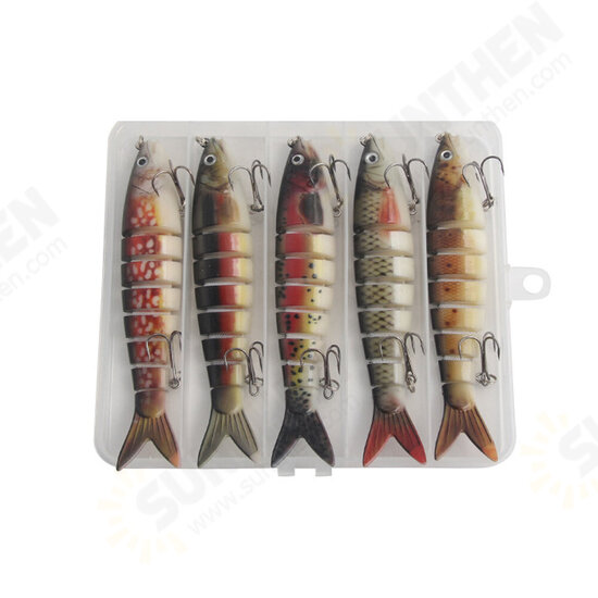 5 Pcs 13.5cm Fishing Lure 8 Section Sinking Hard Fishhook Simulation Bait Artificia Spinning Tackle Gears with Storage Box