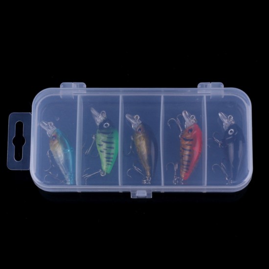 5 Pcs 4.5cm Fishing Lures Floating Bait Crank-bait Fishing Tackle with Storage Box