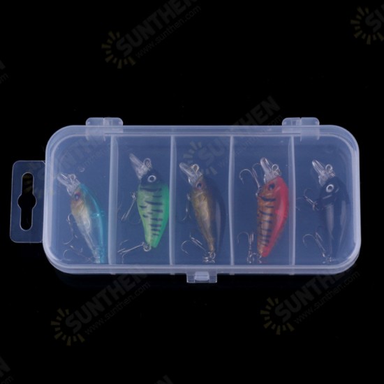 5 Pcs 4.5cm Fishing Lures Floating Bait Crank-bait Fishing Tackle with Storage Box