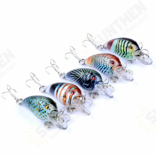 5PCS 4.5cm 4.2g Fishing Lures Rock Fishing Hard Bait Lures Bass Crankbaits Bait