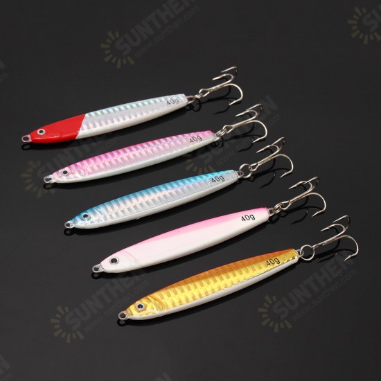 5Pcs/Set Deep Sea Fishing Lure Spoon Jig Lead Spinner Metal Crankbait Hook