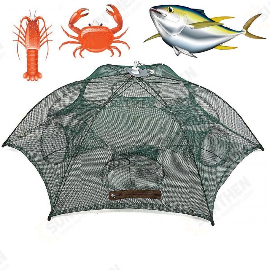 6 Hole Automatic Fishing Net Folding Shrimp Fish Fishing Bait Trap Mesh