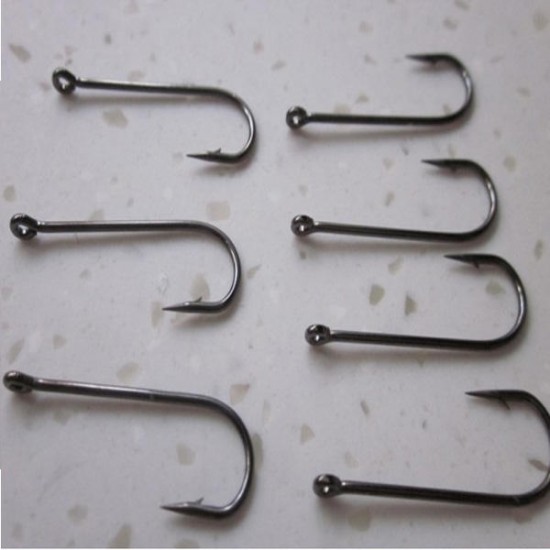 70PCS 10 Sizes Carbon Silver Lure Fishing Hooks With Box