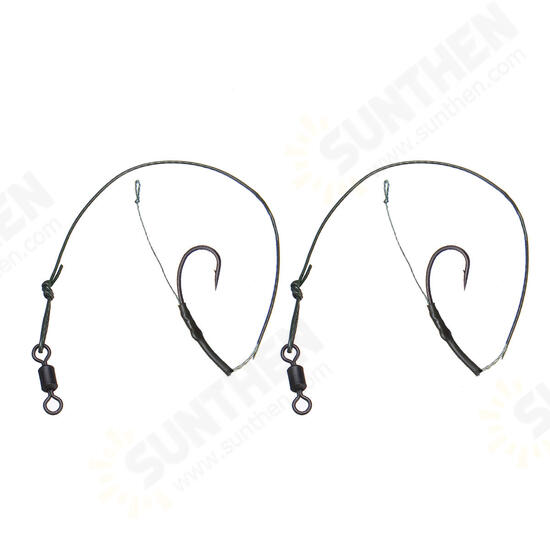 CR-K002 2PCS CR-K002 2 4 6 8# High Carbon Steel Fishing Hook Rigs Ring Swivels Lead Clip Set Hooks