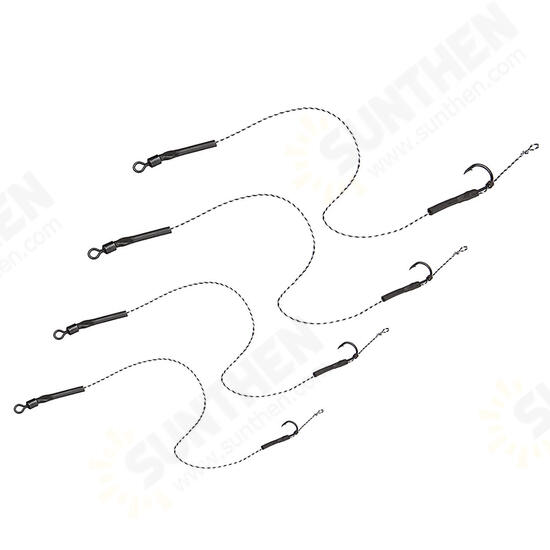 CR-K004 2PCS 2# 4# 6# 8# High Carbon Steel Hair Rigs Barbed Carp Fishing Hook Lead PE Wire Freshwater Fishing