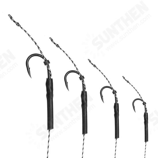 CR-K004 2PCS 2# 4# 6# 8# High Carbon Steel Hair Rigs Barbed Carp Fishing Hook Lead PE Wire Freshwater Fishing