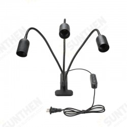 E27 Screw Turning Three Head Lights Outdoor Multi-functional Lights LED Work Light with Clip Base-US Plug and Switch