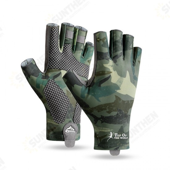 Fishing Gloves Half Finger Ice Silk Breathable and Sweat Absorbent Thickened and Sting Resistant Outdoor Fishing Equipment