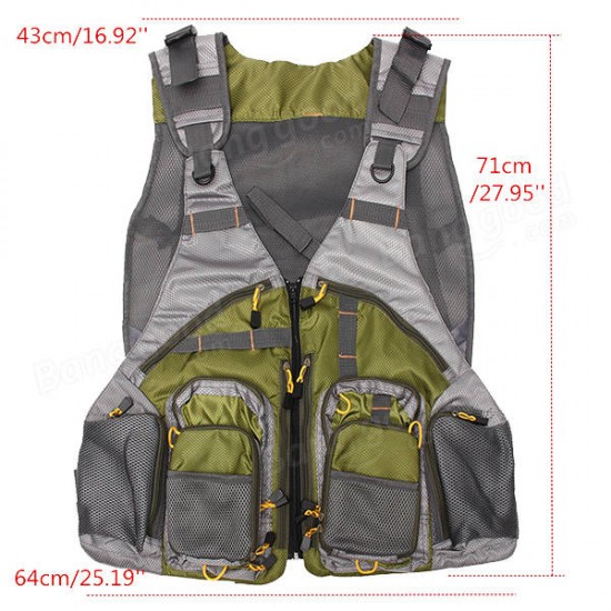 Fly Fishing Vest General Size Adjustable Mutil-Pocket Outdoor Sport Fishing Mesh Vest