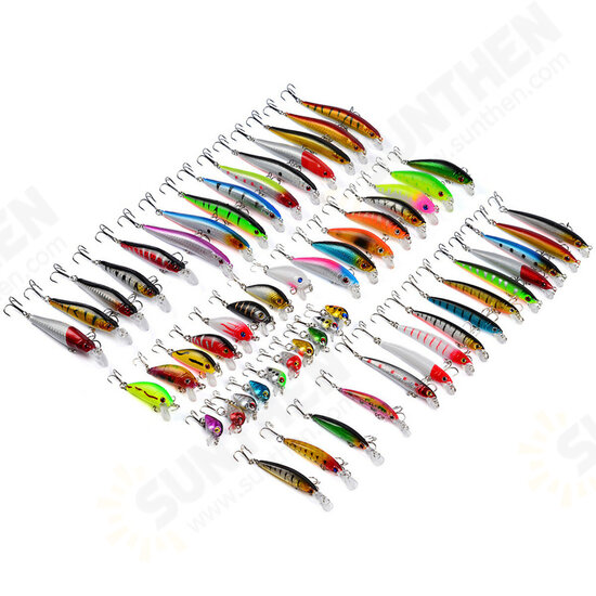 Lot 56 Mixed Minnow Fishing Lures Bass Baits Crankbaits Sharp Hooks Tackle Set