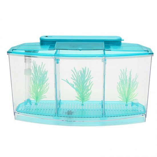 Mini Pool Ecosystem Aquarium Fish Tank With LED Light Fish Aquarium Tank Divider Filter Water For Small Fish