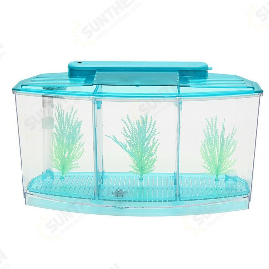 Mini Pool Ecosystem Aquarium Fish Tank With LED Light Fish Aquarium Tank Divider Filter Water For Small Fish