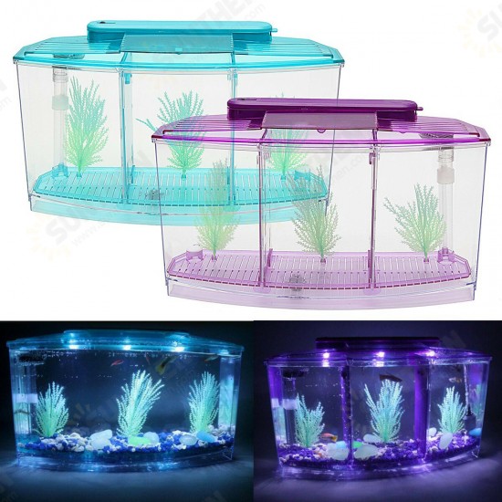 Mini Pool Ecosystem Aquarium Fish Tank With LED Light Fish Aquarium Tank Divider Filter Water For Small Fish Mini Pool Ecosystem Aquarium Fish Tank With LED Light Fish Aquarium Tank Divider Filter Water For Small Fish