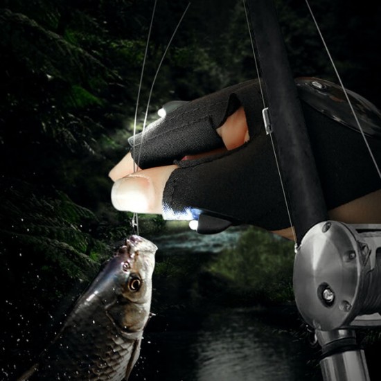 Multifunctional EDC Fishing Fingerless Glove LED Repair Flashlight Survival Rescue Tool