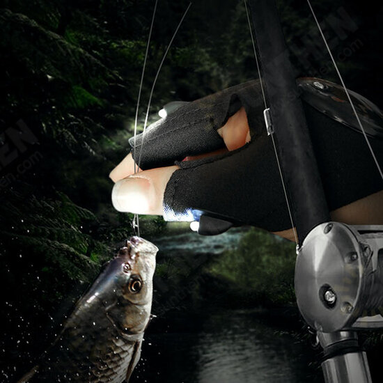 Multifunctional EDC Fishing Fingerless Glove LED Repair Flashlight Survival Rescue Tool