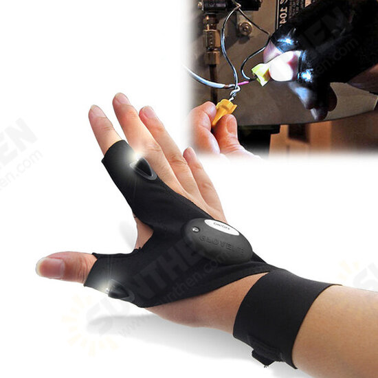 Multifunctional EDC Fishing Fingerless Glove LED Repair Flashlight Survival Rescue Tool