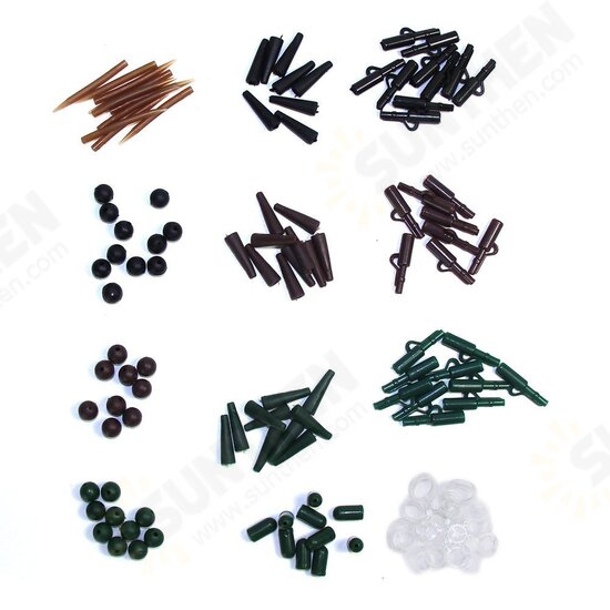 One Set Assorted Carp Fishing Accessories Hooks Rubber Tubes Swivels Beads Sleeves Combo Box