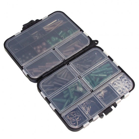 One Set Assorted Carp Fishing Accessories Hooks Rubber Tubes Swivels Beads Sleeves Combo Box