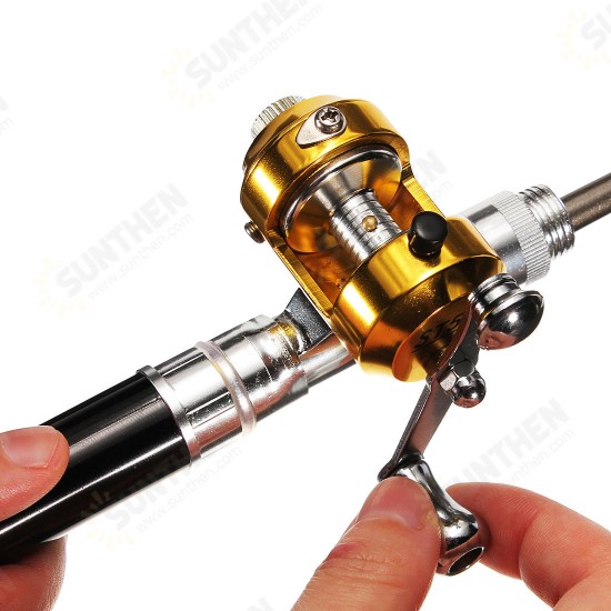 PFS-02 Mini Telescopic Portable Pocket Pen Shape Aluminum Alloy Fishing Rod Reel Line Combos