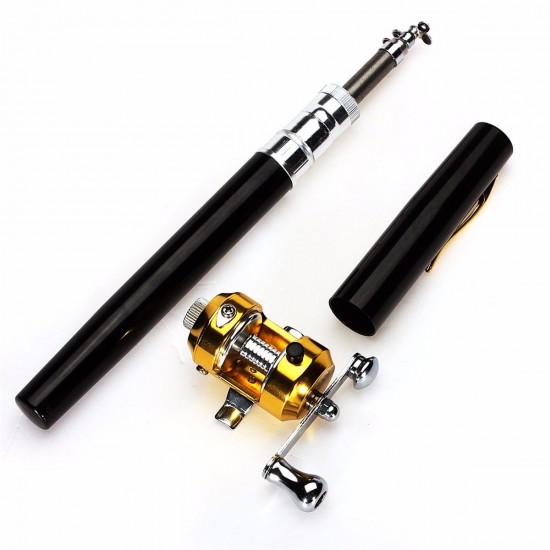 PFS-02 Mini Telescopic Portable Pocket Pen Shape Aluminum Alloy Fishing Rod Reel Line Combos