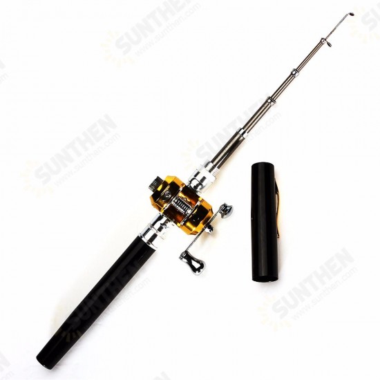 PFS-02 Mini Telescopic Portable Pocket Pen Shape Aluminum Alloy Fishing Rod Reel Line Combos