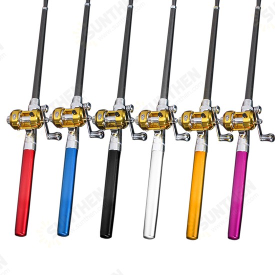 PFS-02 Mini Telescopic Portable Pocket Pen Shape Aluminum Alloy Fishing Rod Reel Line Combos