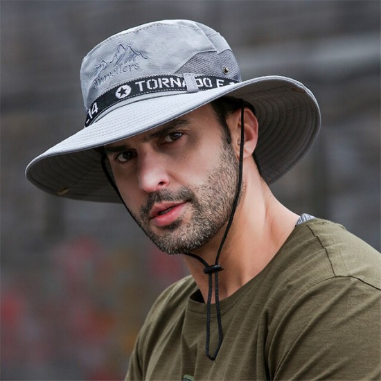 Summer Hats UPF50+ UV-proof Breathable Bucket Hat Large Wide Brim Hiking Outdoor Fishing Beach Hats Cowboy New Summer Caps Sun Hats For Men