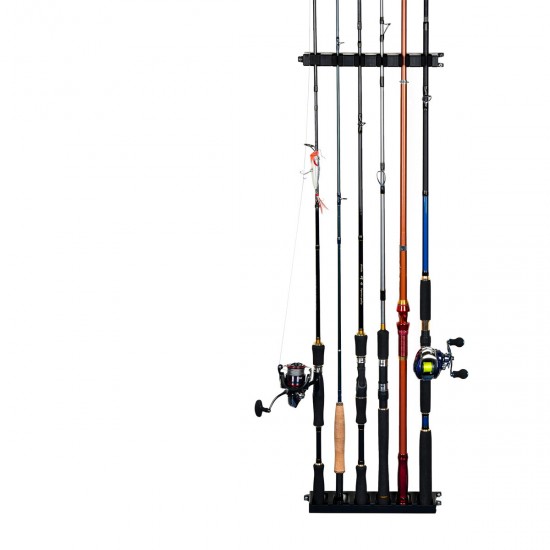 Vertical 6-Rod Rack Fishing Pole Holder Fishing Rod Holder Wall Mount Fishing Tackle