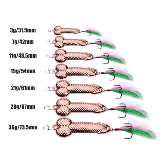1pc 7g 15g 28g 36g DD Metal Spinner Spoon Lure Fishing Lure with Feather Hook Sea Fishing