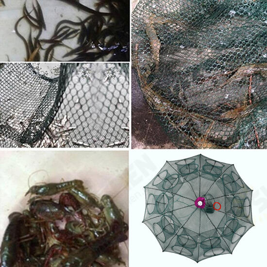 4/6/8/10/12/16/20 Hole Automatic Fishing Trap Folding Nylon Fishing Net For Fish Eel Crab Shrimp Trap